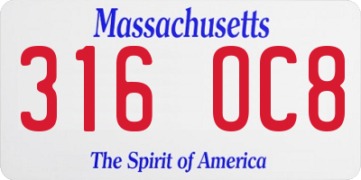 MA license plate 316OC8