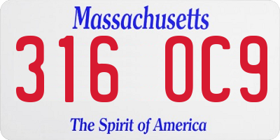 MA license plate 316OC9