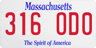 MA license plate 316OD0