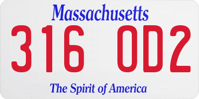 MA license plate 316OD2