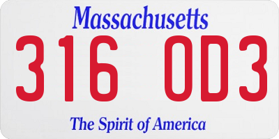MA license plate 316OD3