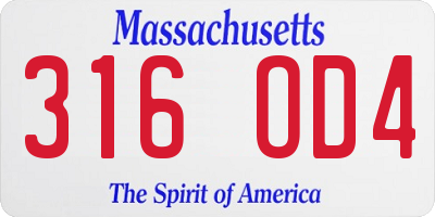 MA license plate 316OD4