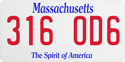 MA license plate 316OD6