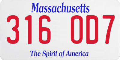 MA license plate 316OD7