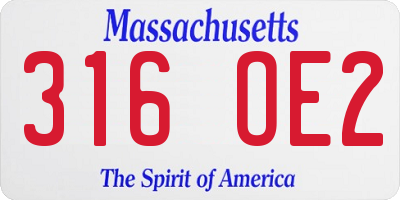 MA license plate 316OE2