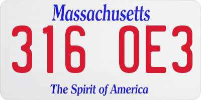 MA license plate 316OE3