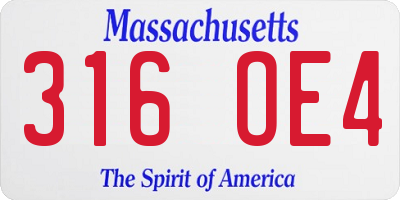 MA license plate 316OE4