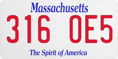 MA license plate 316OE5