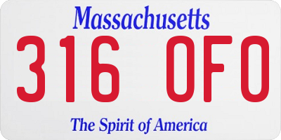 MA license plate 316OF0