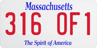 MA license plate 316OF1