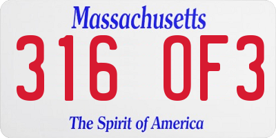 MA license plate 316OF3