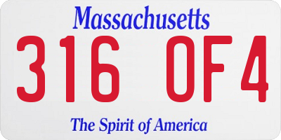 MA license plate 316OF4