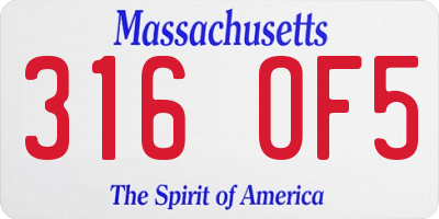 MA license plate 316OF5