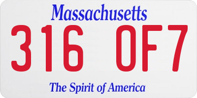MA license plate 316OF7