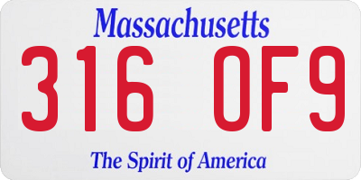 MA license plate 316OF9