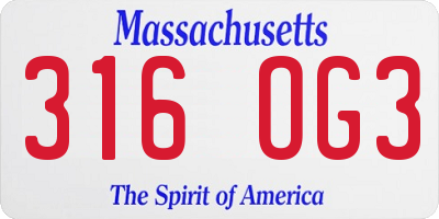 MA license plate 316OG3