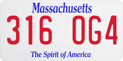 MA license plate 316OG4