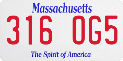 MA license plate 316OG5