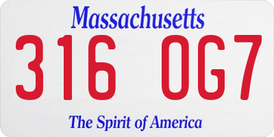 MA license plate 316OG7