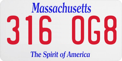 MA license plate 316OG8