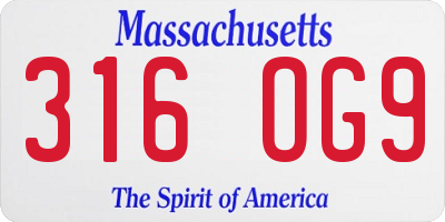 MA license plate 316OG9
