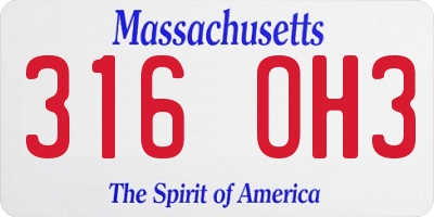 MA license plate 316OH3