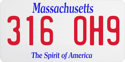 MA license plate 316OH9