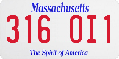 MA license plate 316OI1