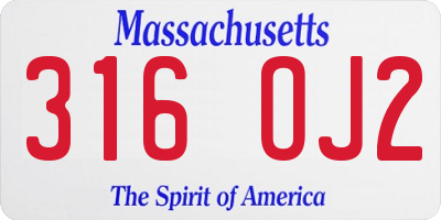 MA license plate 316OJ2