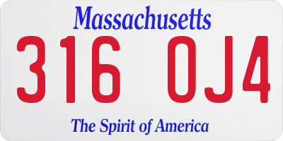 MA license plate 316OJ4