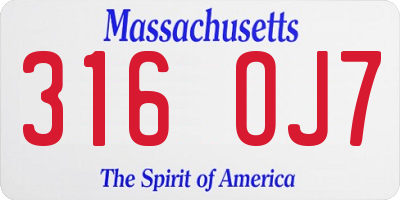 MA license plate 316OJ7