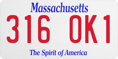 MA license plate 316OK1