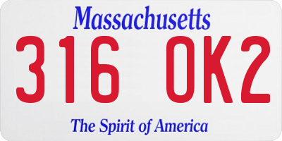 MA license plate 316OK2