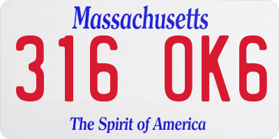MA license plate 316OK6