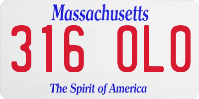 MA license plate 316OL0