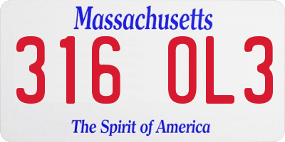MA license plate 316OL3