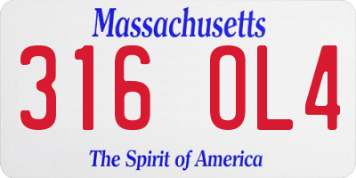 MA license plate 316OL4