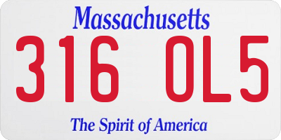MA license plate 316OL5