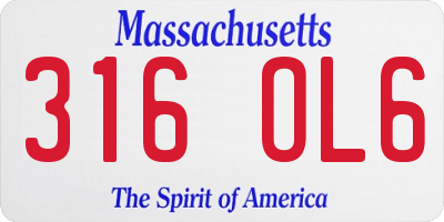 MA license plate 316OL6