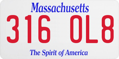 MA license plate 316OL8
