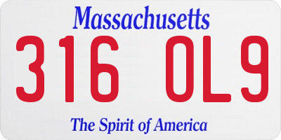 MA license plate 316OL9