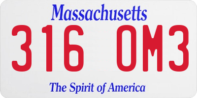 MA license plate 316OM3