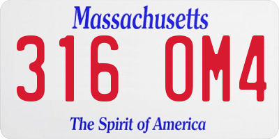MA license plate 316OM4