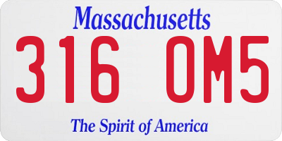 MA license plate 316OM5