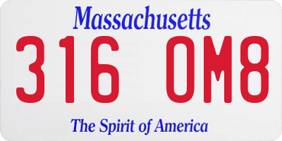 MA license plate 316OM8