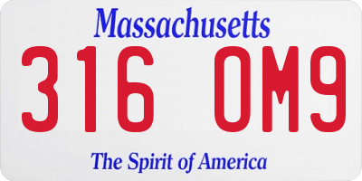 MA license plate 316OM9