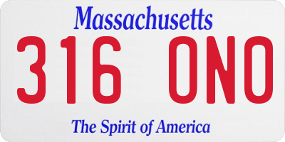 MA license plate 316ON0
