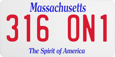 MA license plate 316ON1