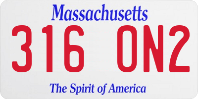 MA license plate 316ON2