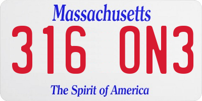 MA license plate 316ON3